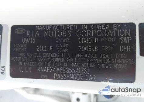 2016 Kia Forte Lx z USA, uszkodzony, nr VIN KNAFX4A69G5521731